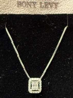Bony Levy 18K White Gold Diamond Rectangle Pendant Necklace